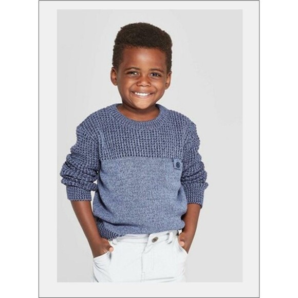 Cat & Jack Blue Textured Pullover Knit Sweater Two Tone Blue NWT 18 mos - Picture 2 of 4